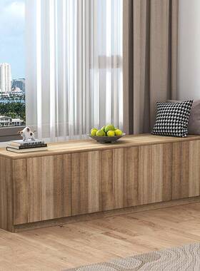 实木阳台柜子储收物柜家用可坐柜阳台大纳置52323物柜容量地柜矮