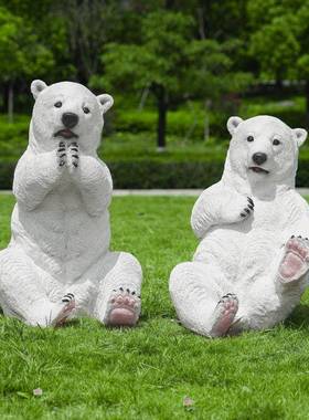 仿北真户极熊雕塑玻璃tb-72744钢动物外园林雪景观小品装饰冰主题