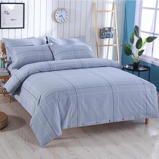 纯0WYV粗F6JM86布四件套加密厚加床单老土布民宿简约2.2床老色格