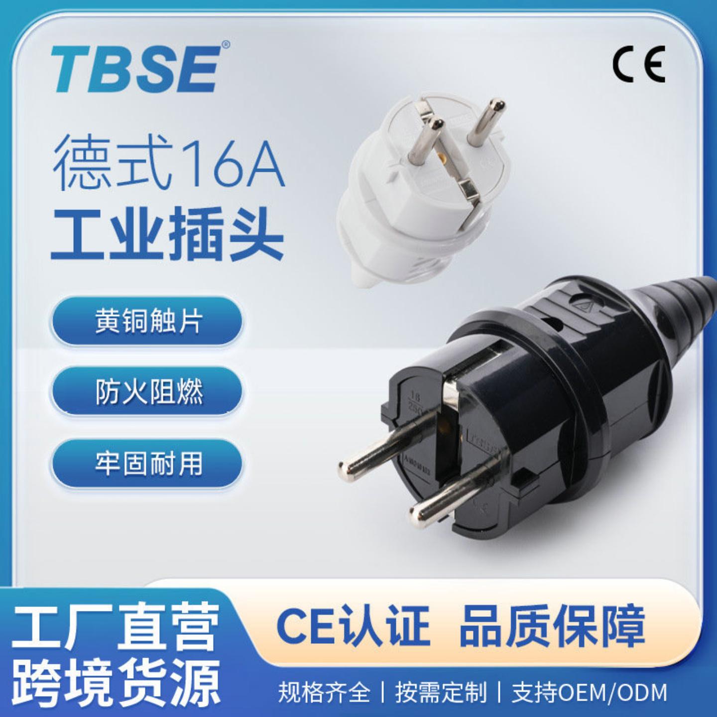 神创/TBSE 德式德标接线插头16A250V二芯全铜大功率无线公头插座 - 实物图