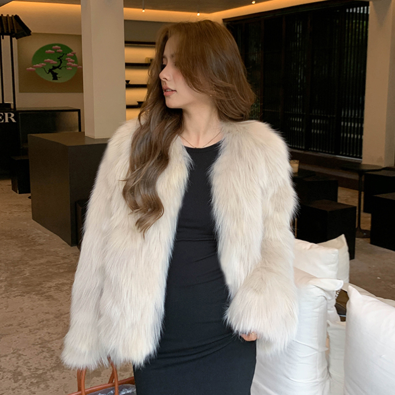 复古仿貉子毛短款显瘦秋冬皮草