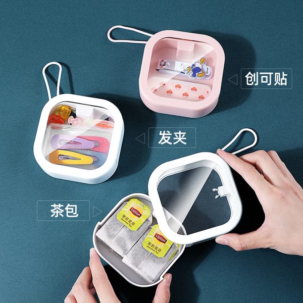 桌面按压收纳盒ins迷你小物件弹盖头绳发夹耳钉饰品化妆棉签盒