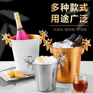 奢华鹿角香槟桶家用葡萄酒冰桶商用餐厅酒吧冰块酒桶金属摆件 欧式