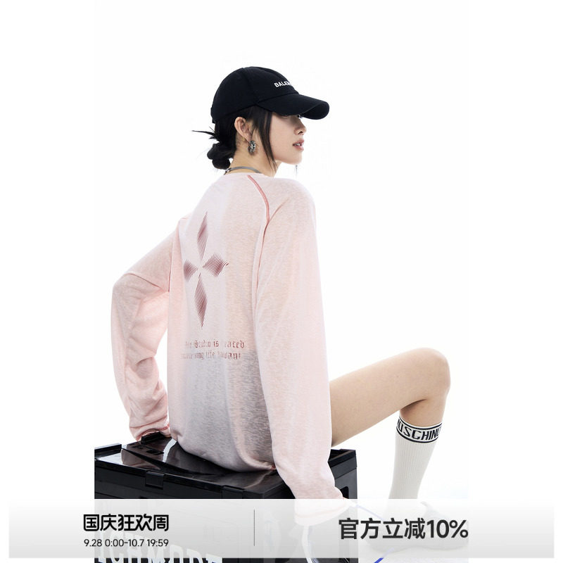十字星莱赛尔凉感长袖T恤图片