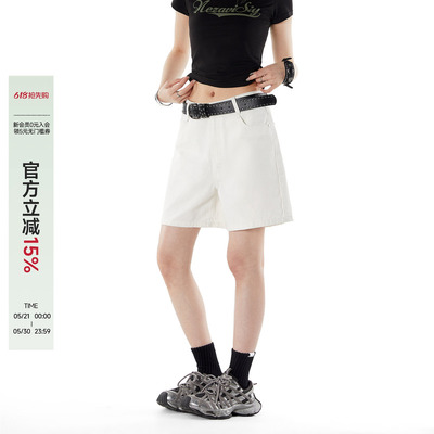 白色牛仔短裤女夏季休闲裤