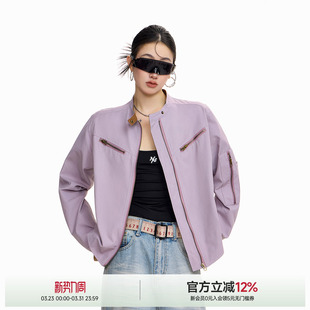 MODE 百搭翻领上衣宽松流行小衫 美式 夹克外套女2026春季 短款 ICH