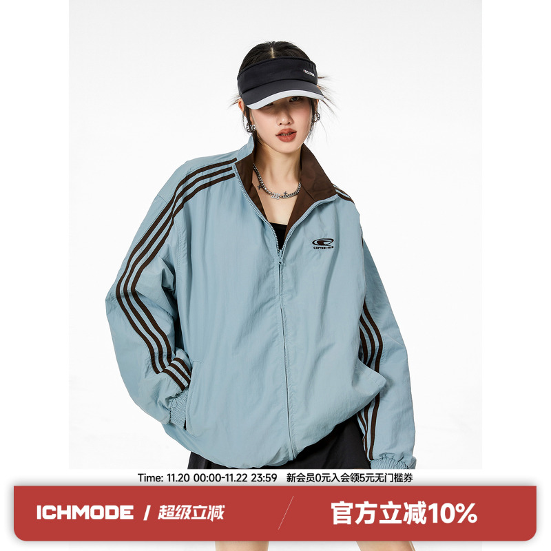 ICH MODE两面穿美式复古夹克外套高街潮流设计感休闲百搭春季外套