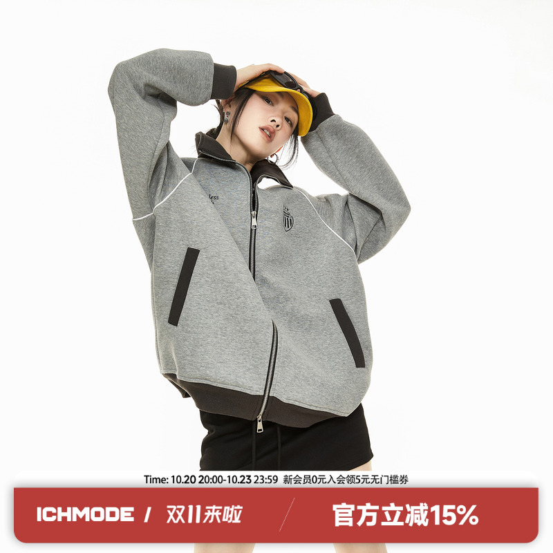 ICH MODE秋季新款美式复古宽松夹克女新款运动休闲街头棒球服上衣