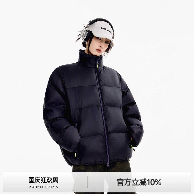 美式纯色复古立领棉服面包服图片