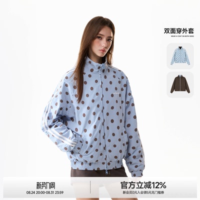 美式两条杠满印大波点外套女