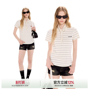 短袖 条纹圆领短款 T恤女2026夏季 新款 辣妹小上衣 ICH 正肩修身 MODE