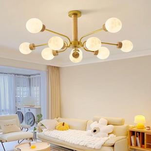 客厅现代灯简约木风网红42811魔豆吊温馨全光谱护眼灯卧室房间灯