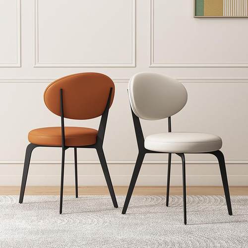 奶意式极G15G16简餐椅家用轻现代简餐约餐厅桌圆形靠背凳子法式奢