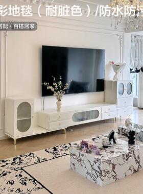 5法式中古地轻毯客厅复古防防污202新款奶F98HT9T8水油风免洗可擦