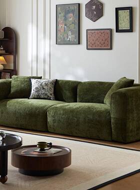 卡梵纳大中尔白26640沙发法式复古古墨绿色雪风尼绒布艺沙发客厅