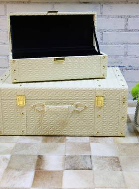 简约米色样箱板装YA043饰手提衣帽间收纳储代物箱现软装别墅卖场