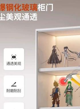 书柜玻璃TCT地防尘客厅一体书架家落用玻璃展门示酒柜组合靠柜墙