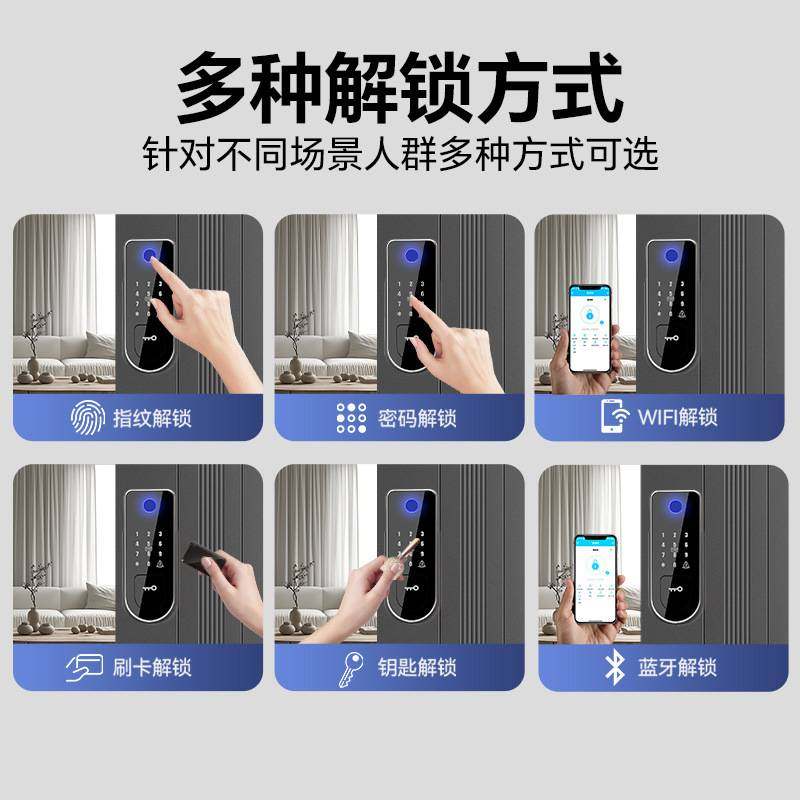 老式防盗门改智能锁指纹锁户外防水庭院门牛头锁大铁门电子密码锁