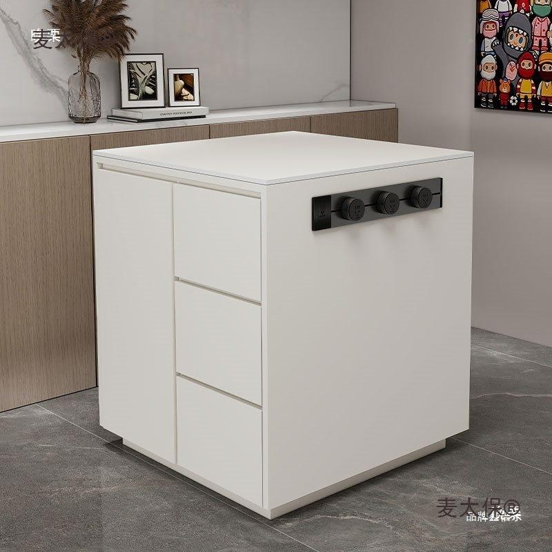简约风岛台柜单型独可移KBH动小户木家用岩层板倒台多实中岛台麦