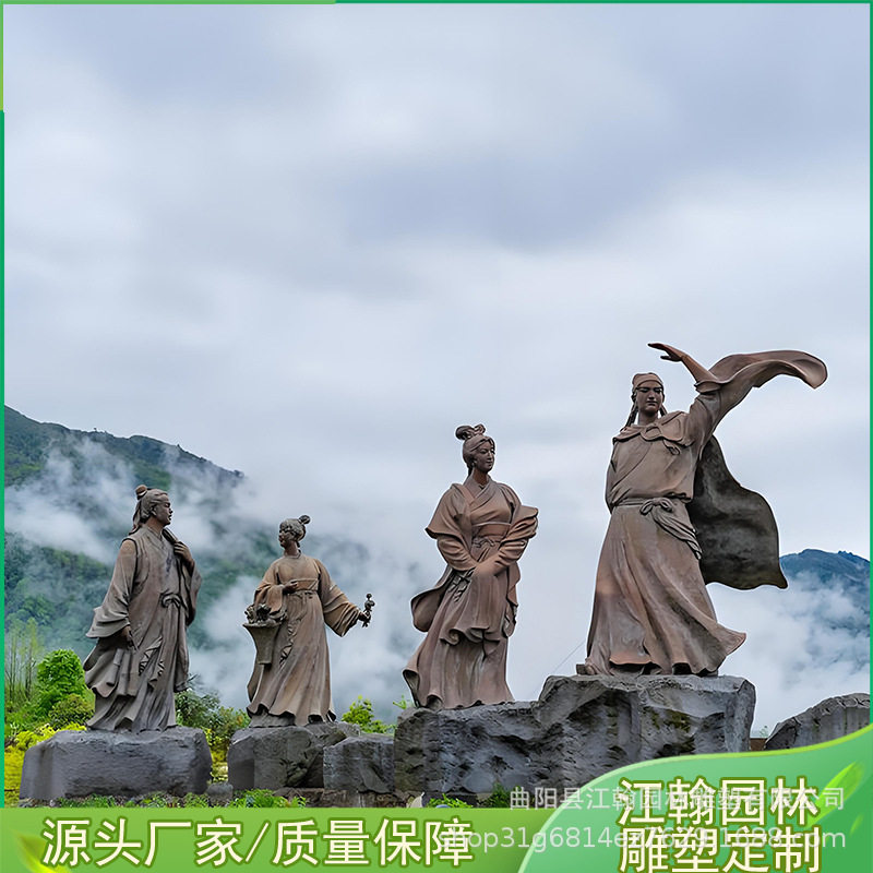 铸铜古代人物雕塑大型历史名人玻璃钢仿铜雕像神话寓言故事摆件
