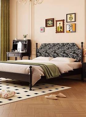 法复古风包实木软床1.8米中式古风小户型主卧双人床.5米MSMJ:301