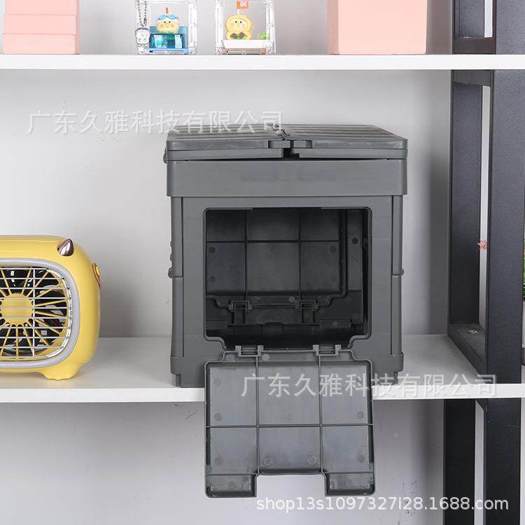 黑色居家折叠收纳箱多加能侧门家功用塑料开储物箱厚储物箱咨询客