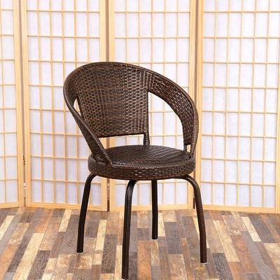 靠户外藤椅单人闲背椅编织家用老休人庭椅子院室约外简阳台小腾桌