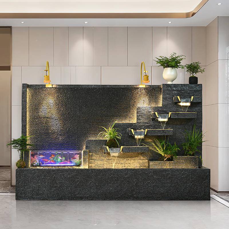 水幕墙水屏风水池造景别墅庭院玄关鱼装饰HVG流摆件办公室客流厅