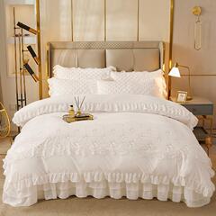 套版公主风夹棉绗缝床四盖款四件套纯白色韩花边被F968MJMT季通用
