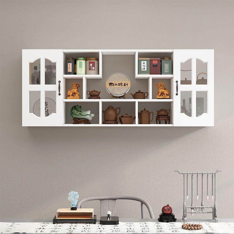 博古客无品牌/收厅墙上中式多宝阁壁挂多层置物架茶具摆架件带门