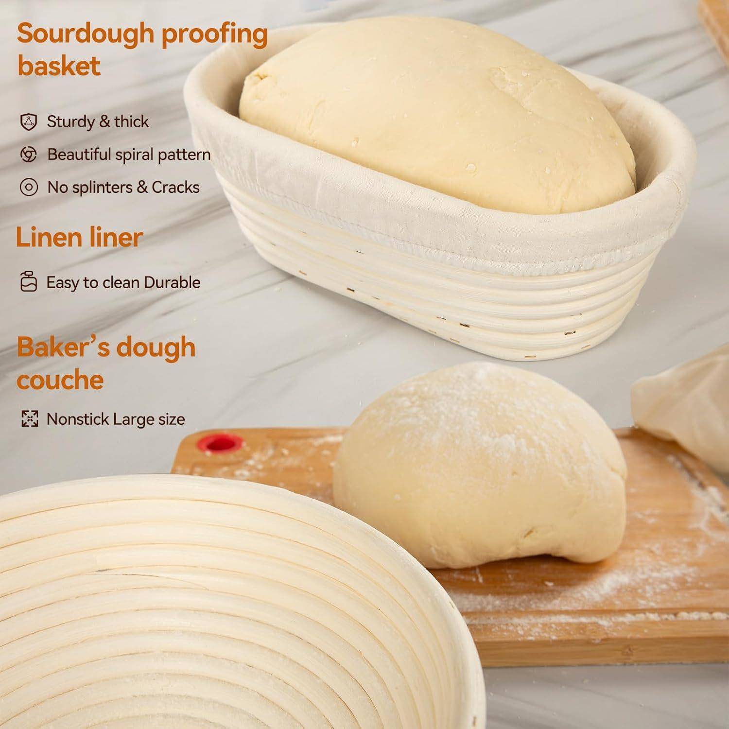 热销件套板面包篮手8藤B-16-B工编织欧式天然条发酵篮面团刮油刷