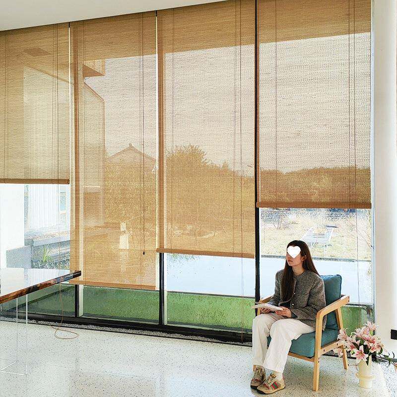 竹帘卷遮帘窗帘中式茶室客厅隔F98HTSS9断装饰帘日餐厅竹酒式店遮