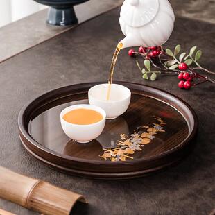 黑胡桃托盘家用干配泡实茶盘木茶盘木长方形茶具木制 日2021111式