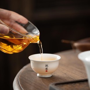 羊脂玉白瓷茶杯大中小号茶盏家用单枞普洱茶品茗杯白瓷小茶碗刻字