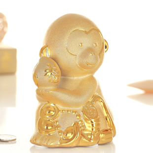 金色陶瓷猴子储蓄罐创意摆件金鼠金牛存钱罐工艺品家居饰品