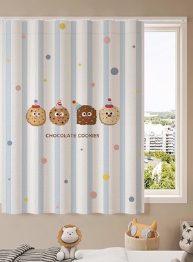 美式小窗帘遮光免打孔安装滑轨式卧室窗户遮挡短窗帘简易遮光布