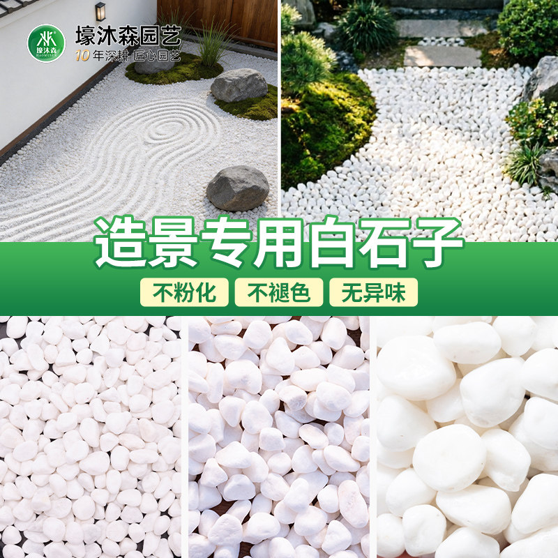 白石子造景颗粒庭院雨花石多肉铺面石盆栽花盆养花水培白色石头子