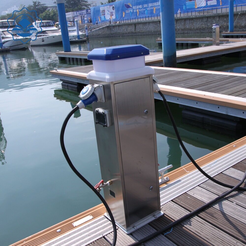 厂家供应海上码头游艇船用水电箱户外浮桥水电桩智能充电柱
