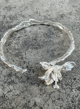 幸识小众个性银色花朵手镯女波西米亚风开口可调节时尚配饰