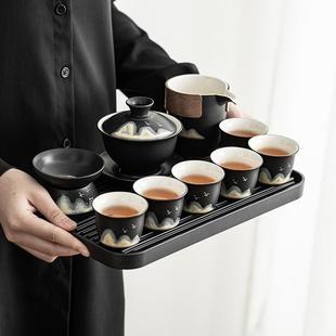 记今便朝 家用收旅 远行茶具 手绘陶瓷功夫盖碗茶山壶02130套装