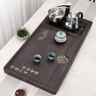 带功排水一 木茶盘实家用整块长干方03332形简约办公室泡茶台夫款