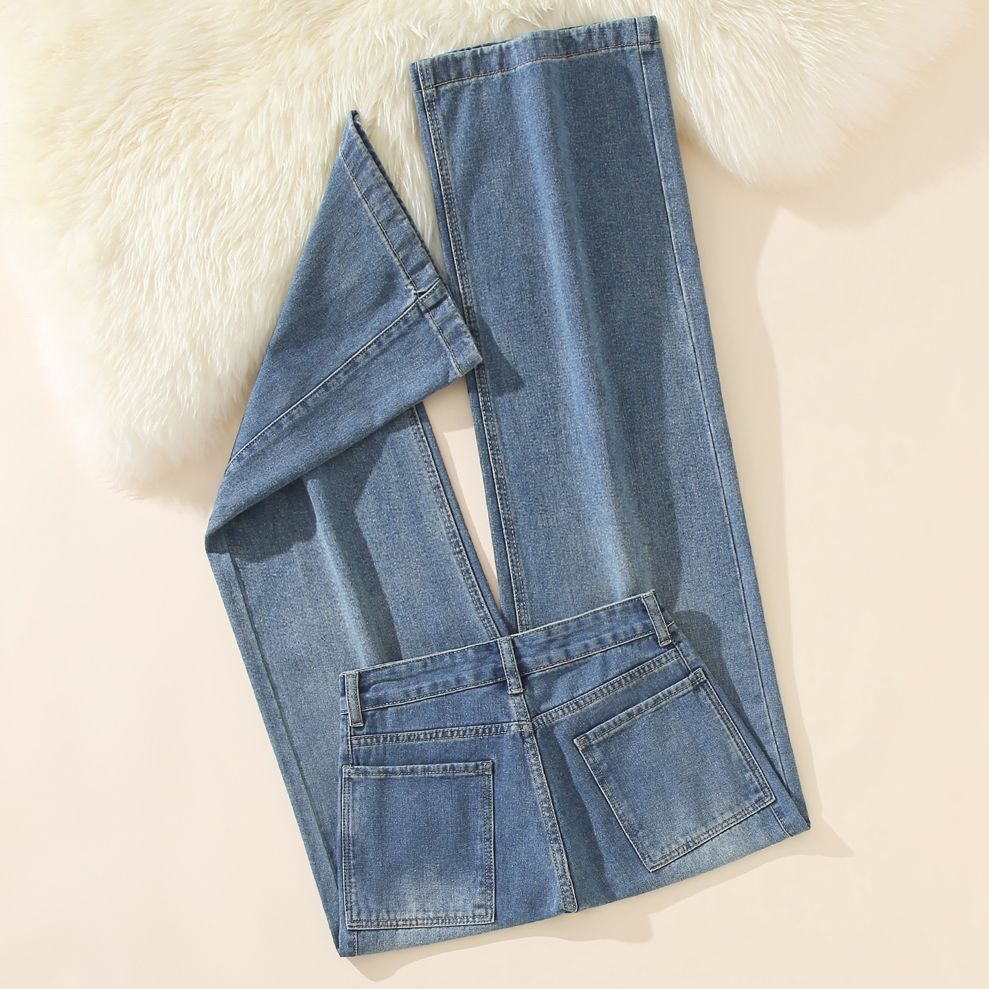 深蓝色高腰阔腿牛仔裤女显瘦拖地裤休闲百搭直筒长裤2025时尚复古