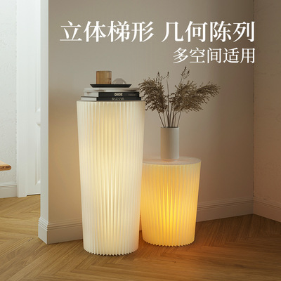 示货架商用手办灯光青美置物展示柜圆柱展示台摆件架子陈列柜展