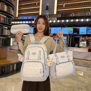 学院风书包森系多巴胺痛层初中生大容量双肩包可爱星星补课单肩包