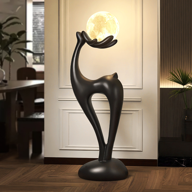 创意鹿轻奢客厅电视柜沙发旁边落地灯摆件大型旺宅乔迁新居礼物品