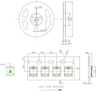 高亮LED贴片灯珠12o06红翠绿双色3227红绿双发光二极管共阳透明