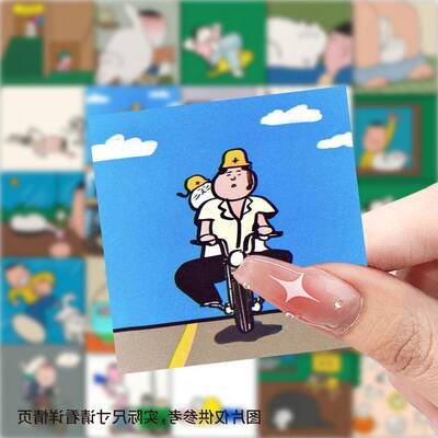 gomatsu卡通插画 画贴纸简约可爱治愈桌面手机手账装饰贴画 画防