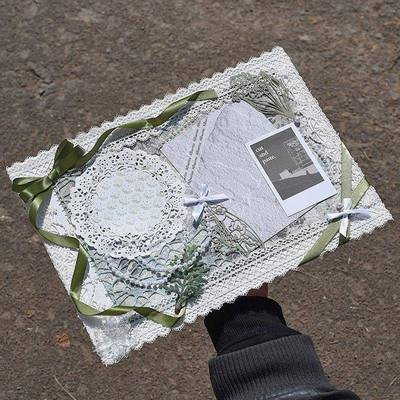 痛包diy材料绿色系kpop背景纸成品扎板蕾丝痛包diy材料全套送扎板