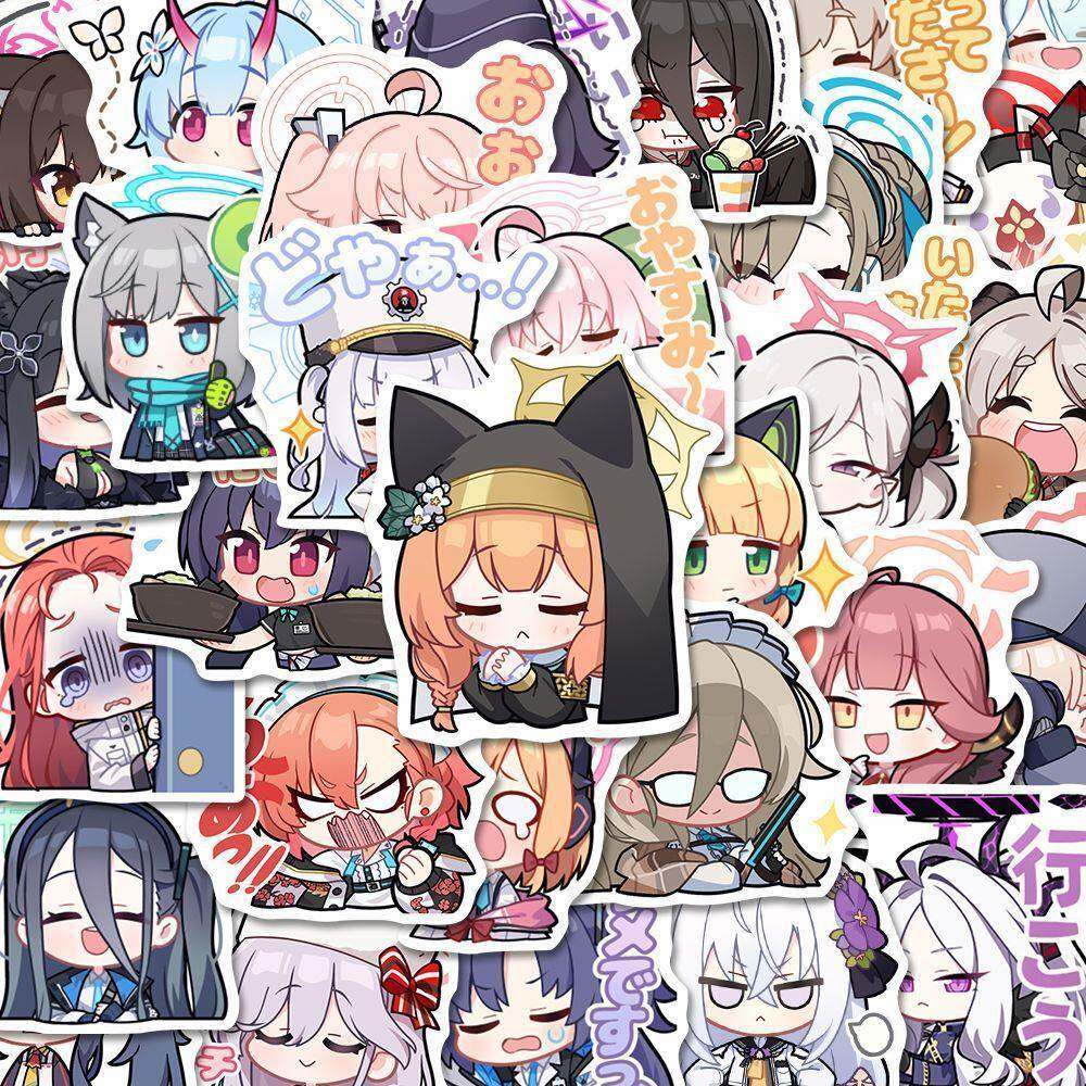 适用82张碧蓝表情包贴纸动漫二次元周边可爱卡通贴画装饰diy手账