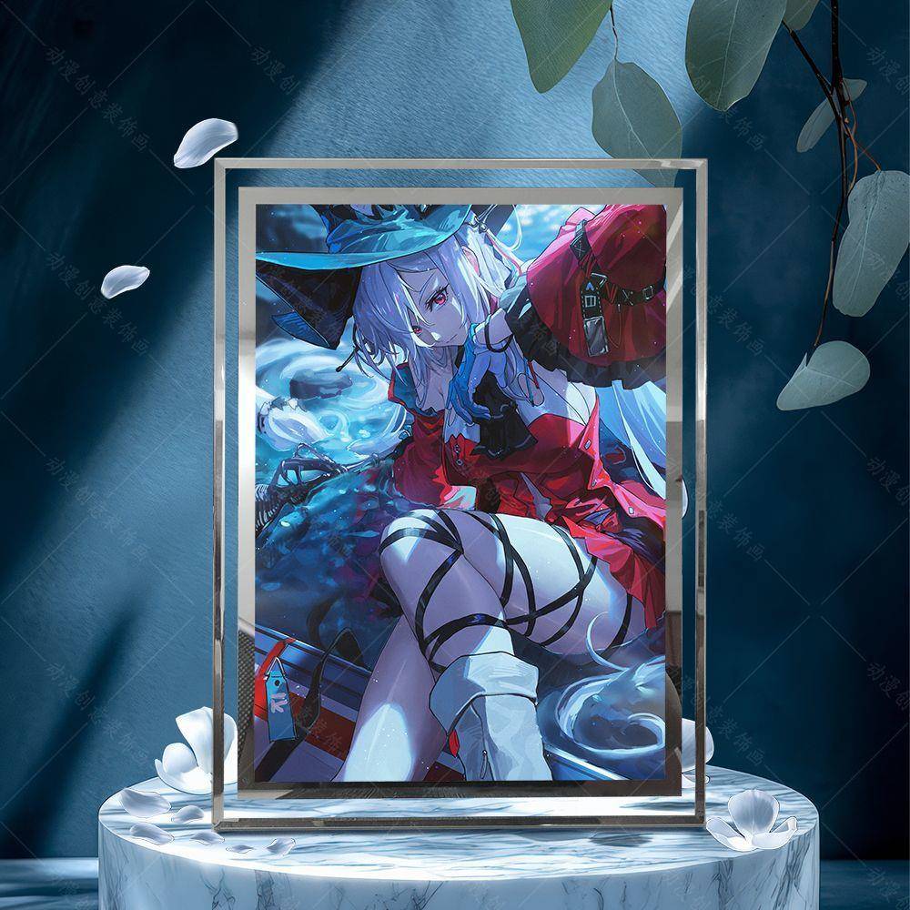 新款明日方舟浊心斯卡蒂红蒂二次元游戏周边水晶玻璃透明相框摆件